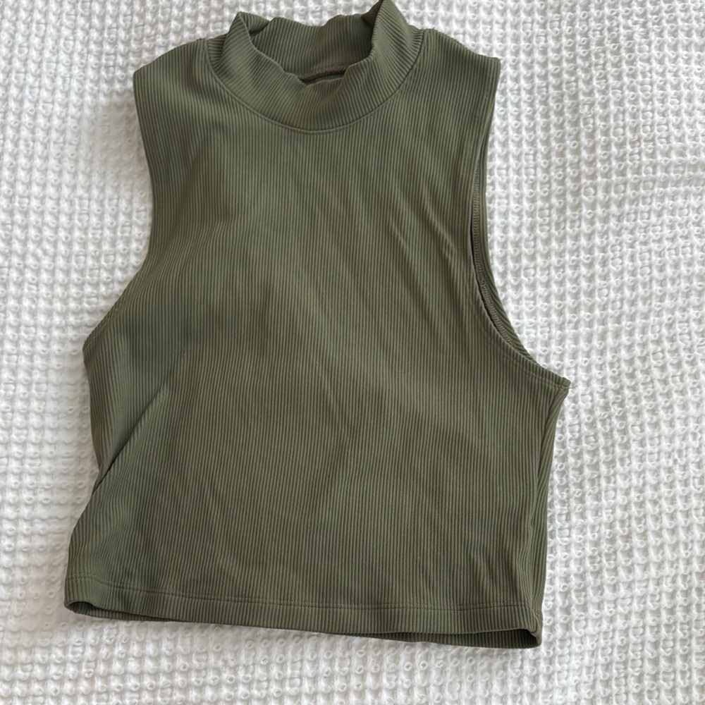 Abercrombie & Fitch Olive Ribbed Crop Top